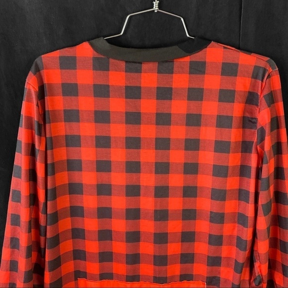 OVERALL PYJAMAS PLAID RED BLACK  BEAR CHEEKS MOM NIGHTWEAR SIZE MEDIUM - Picture 8 of 16